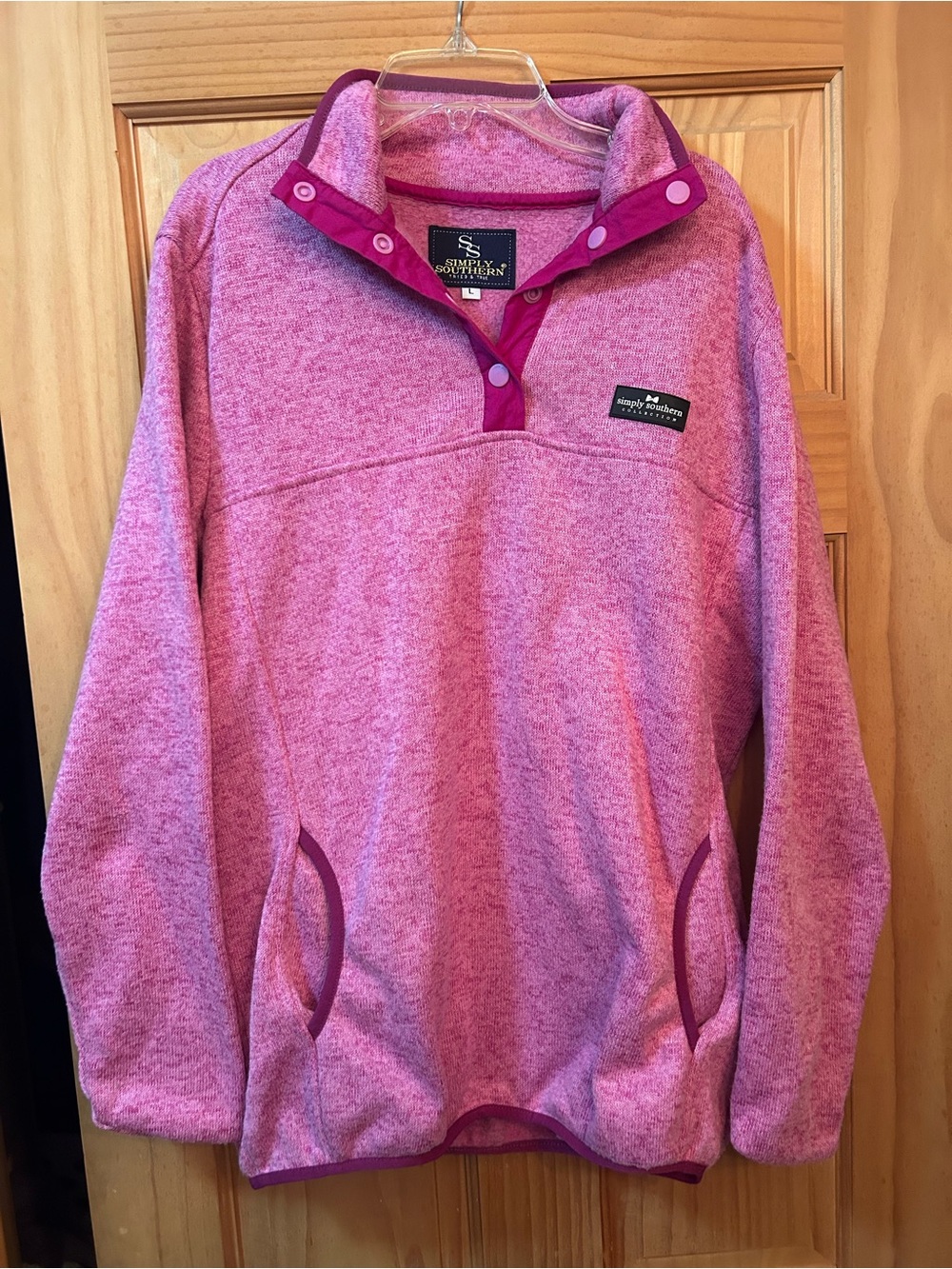 Simply Southern Heathered Pink Snap-Button Pullover